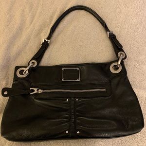B. Makowsky Shoulder Black Leather Hobo Bag